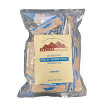 Load image into Gallery viewer, Bag of 25 or 50 or 100 Sea Salt Mini Chocolate Bars 2" x 1"
